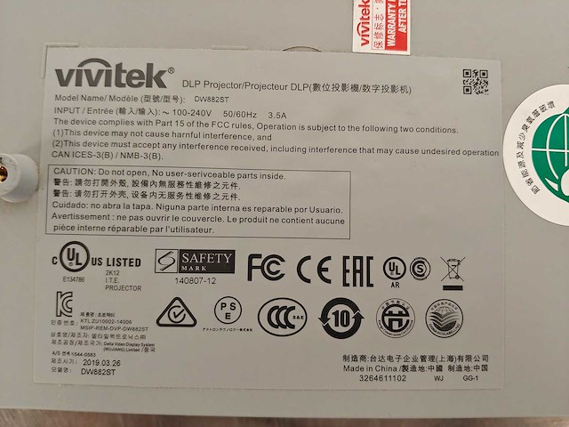 Vivitek - dw882st - lamp: 2944 uren - projector - projectors & projection - afbeelding 12 van  13