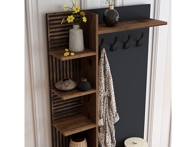 Viyana d kapstok | 100% melamine | walnoot, antraciet - afbeelding 2 van  4