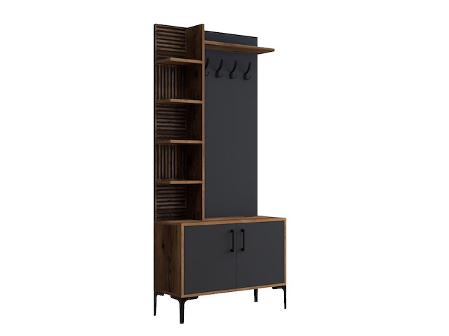 Viyana d kapstok | 100% melamine | walnoot, antraciet - afbeelding 4 van  4