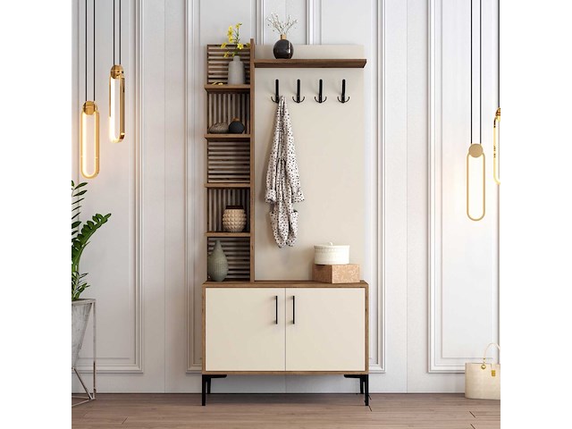 Viyana d kapstok | 100% melamine | walnoot, crème - afbeelding 1 van  5