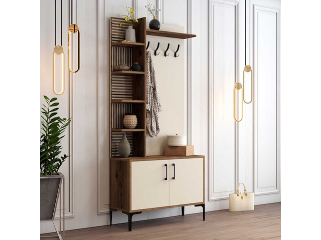 Viyana d kapstok | 100% melamine | walnoot, crème - afbeelding 2 van  5