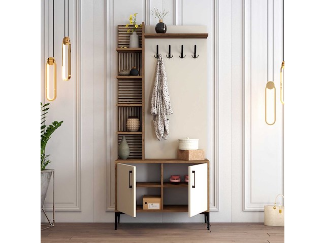 Viyana d kapstok | 100% melamine | walnoot, crème - afbeelding 3 van  5