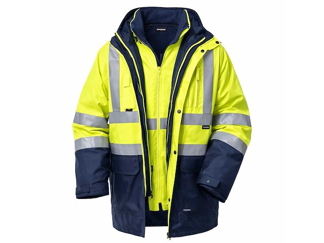 Vizwell - vwjk44 - 5 in 1 parka hi vis yellow maat m (6x) - afbeelding 1 van  2