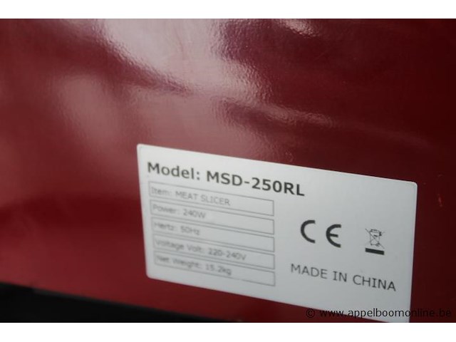 Vleessnijmachine, msd-250rl, 240w, werking niet gekend - afbeelding 2 van  2