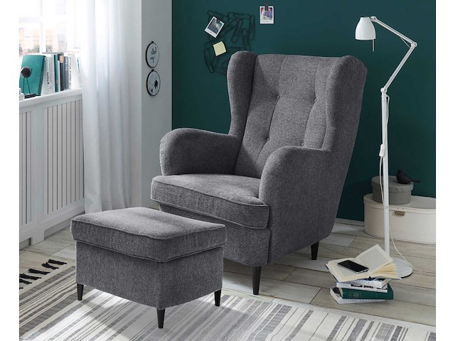 Vleugelstoel - antracietstof - afbeelding 11 van  11