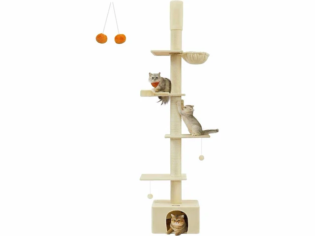 Vloer-tot-plafond krabpaal, hoogte verstelbaar 231-291 cm - afbeelding 1 van  6