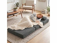 Vloerfauteuil met rugleuning, ribfluwelen cloud opvouwbare slaapbank zonder frame met dikke bekleding, donkergrijs - afbeelding 5 van  5
