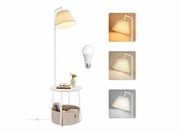 Vloerlamp met bijzettafeltje en stoffen mand