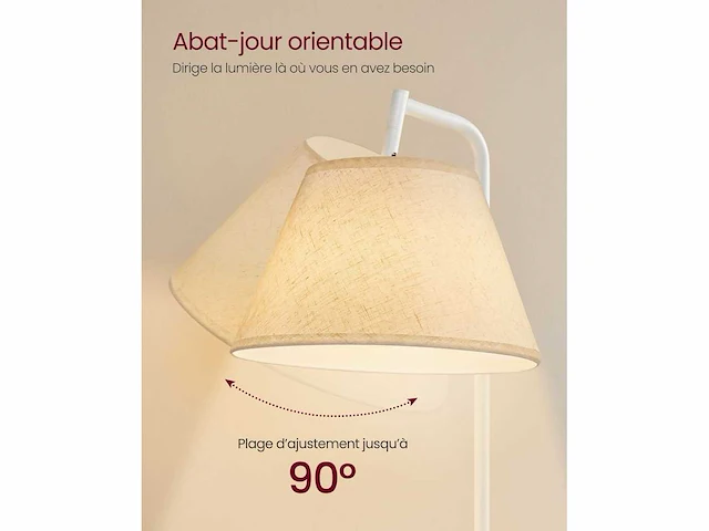 Vloerlamp met bijzettafeltje en stoffen mand - afbeelding 3 van  5