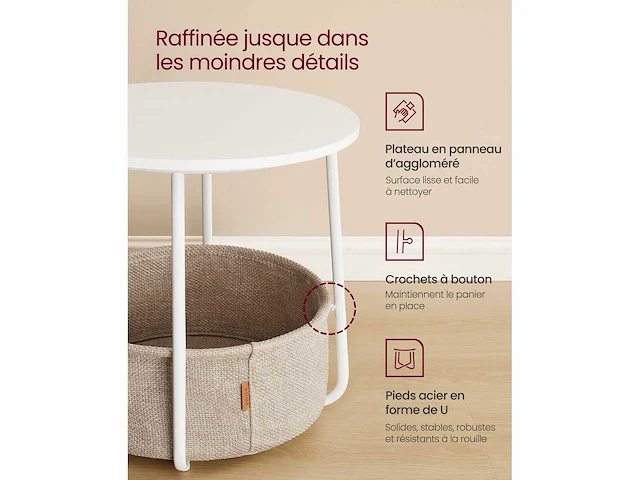 Vloerlamp met bijzettafeltje en stoffen mand - afbeelding 5 van  5