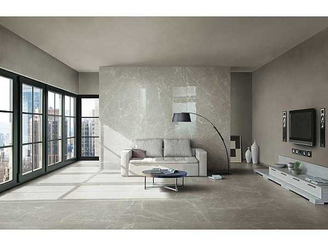 Vloertegel 15,12m² techstone marmer grijs glanzend 60x120cm gerectificeerd - afbeelding 1 van  8