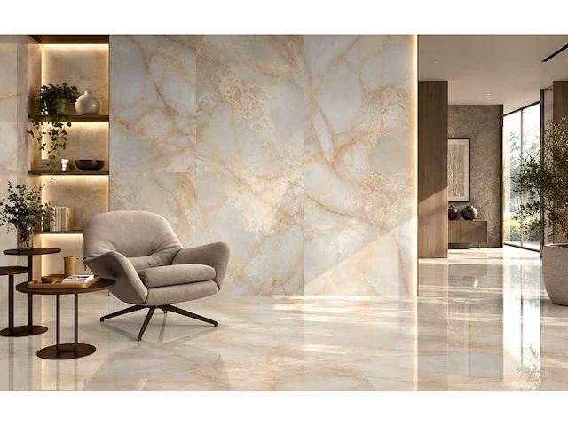 Vloertegel 216m² onyx cream 100x100cm - afbeelding 1 van  4