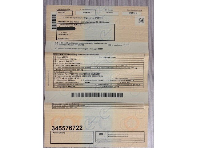 Voertuig meerdere doeleinden lexus, type: hal1, variant: gyl15, versie: gyl15l-awxgkw, chassisnummer: jtjbc11a502448104, bouwjaar: 07/05/2013, met kentekenbewijs, gelijkvormigheidsattest, verlopen schouwingsbewijs en 2 sleutels. - afbeelding 29 van  43