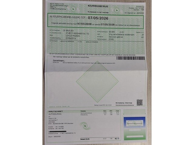 Voertuig meerdere doeleinden lexus, type: hal1, variant: gyl15, versie: gyl15l-awxgkw, chassisnummer: jtjbc11a502448104, bouwjaar: 07/05/2013, met kentekenbewijs, gelijkvormigheidsattest, verlopen schouwingsbewijs en 2 sleutels. - afbeelding 32 van  43
