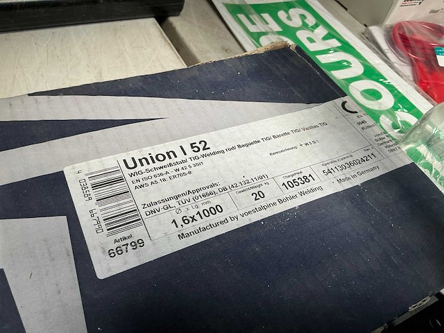 Voestalpine böhler union i 52 1,6x1000 tig-lasstaven - afbeelding 2 van  2