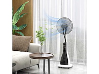 Voetstukventilator met bevochtiging, stil, mobiel, afstandsbediening, zwart/wit - afbeelding 1 van  5
