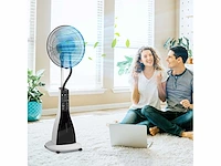 Voetstukventilator met bevochtiging, stil, mobiel, afstandsbediening, zwart/wit - afbeelding 5 van  5