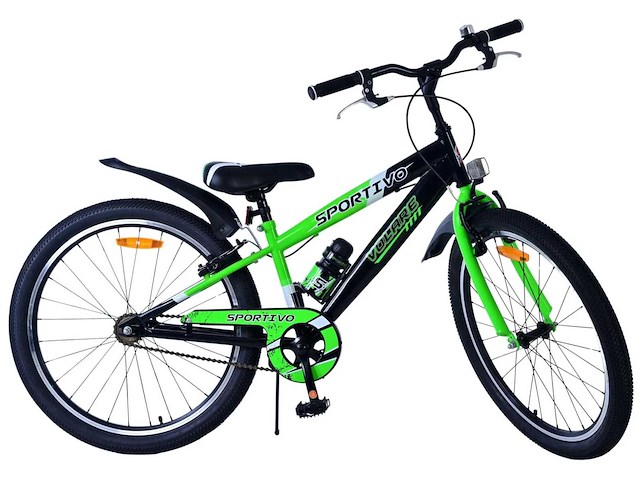 Volare sportivo kinderfiets - jongens - 24 inch - zwart groen - twee handremmen - afbeelding 1 van  9