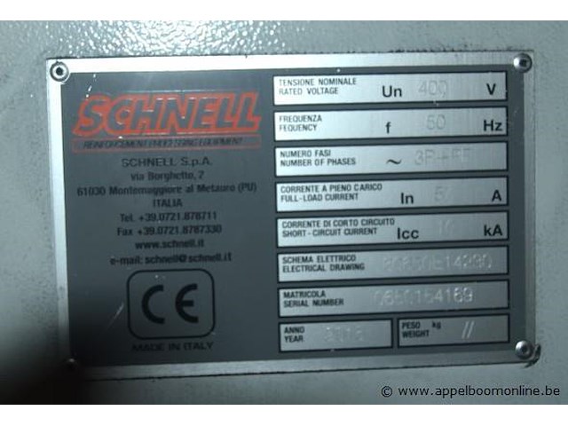 Volautomatische bidirectionele beugelmachine voor draadstaal schnell formula 14 evo, bj 2015, srnr 0650154169dia 8mm/14mm, compleet met besturing - afbeelding 8 van  11