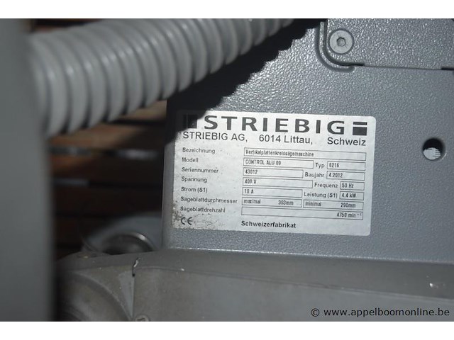 Volautomatische verticale paneelzaagmachine striebig control aku 09 6216, sr nr 43012, bj 2012 - afbeelding 3 van  5
