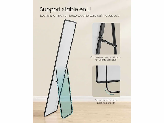 Volledige spiegel, frame van aluminiumlegering, 160 x 50 cm - afbeelding 4 van  6