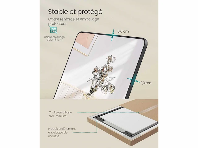 Volledige spiegel, frame van aluminiumlegering, 160 x 50 cm - afbeelding 6 van  6