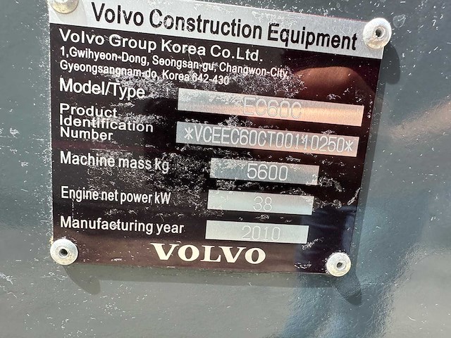 Volvo - 2010 - ec60c - midigraafmachine - afbeelding 35 van  39