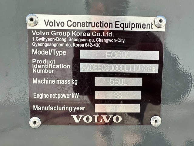 Volvo - 2011 - ec60c - midigraafmachine - afbeelding 8 van  9