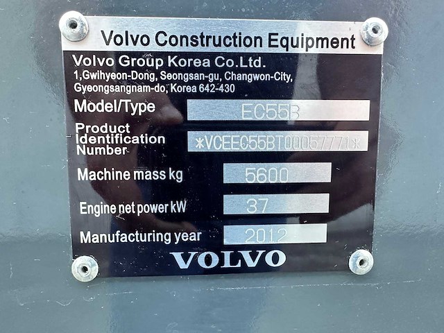 Volvo - 2012 - ec55b - midigraafmachine - afbeelding 13 van  13