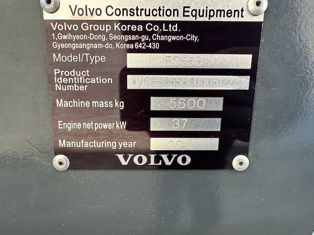 Volvo - 2012 - ec55b - midigraafmachine - afbeelding 33 van  40