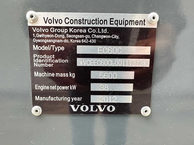 Volvo - 2012 - ec60c - midigraafmachine - afbeelding 36 van  41