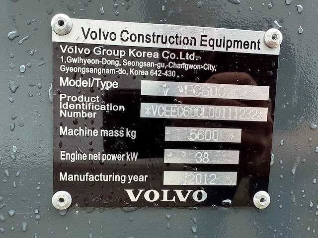 Volvo - 2012 - ec60c - midigraafmachine - afbeelding 31 van  42