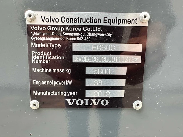 Volvo - 2012 - ec60c - midigraafmachine - afbeelding 36 van  41