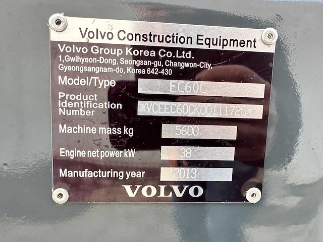 Volvo - 2013 - ec60d - midigraafmachine - afbeelding 35 van  40