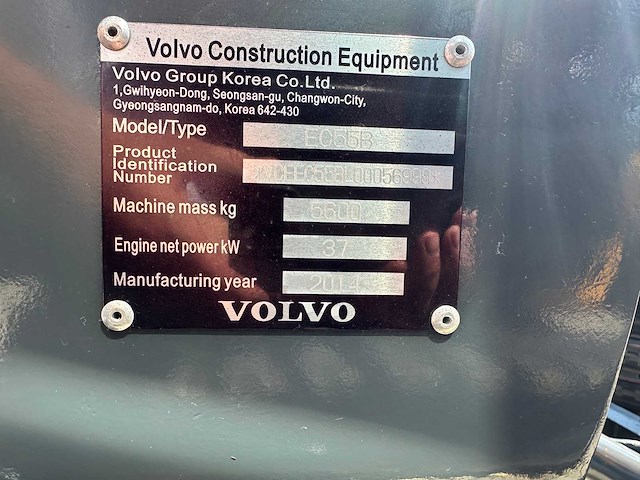 Volvo - 2014 - ec55b - midigraafmachine - afbeelding 35 van  40
