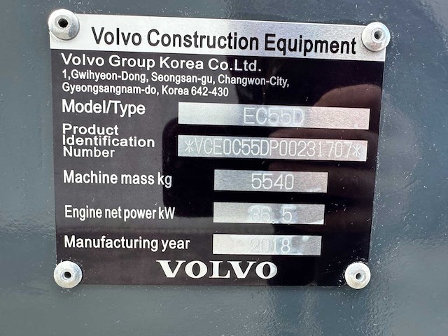 Volvo - 2018 - ec55d - midigraafmachine - afbeelding 35 van  40
