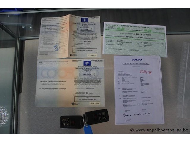 Volvo v60, yv1fw88a0c1065467, 1e insch 11/04/2012, 256783km, 120kw, 1984cm³, diesel, automaat, break/stationwagen, euro 5, mtm 2200kg, tarra 1731kg, 2 sleutels, keuring tot 26/11/2023, inschrijvingsbewijs deel i en ii en gelijkvormigheidsattest - afbeelding 8 van  22