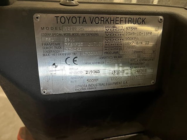 Vorkheftruck toyota 7fbmf25 (2008) - afbeelding 5 van  10