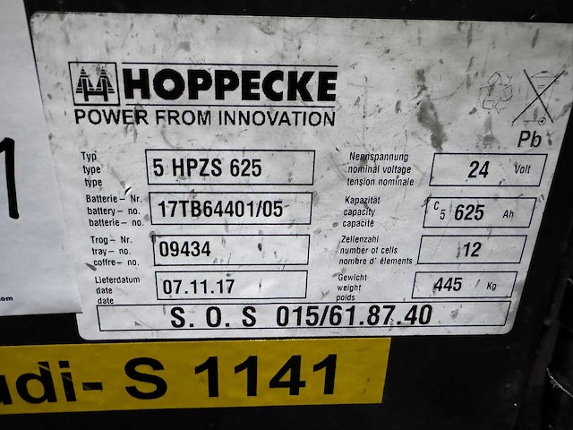 Vorkheftruck/e-truck accu 24v 625ah - afbeelding 2 van  3