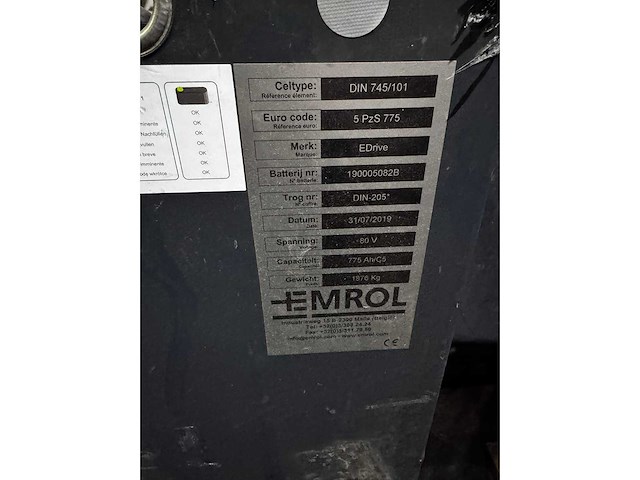 Vorktruck/e-truck batterij 80v 775ah - afbeelding 2 van  3