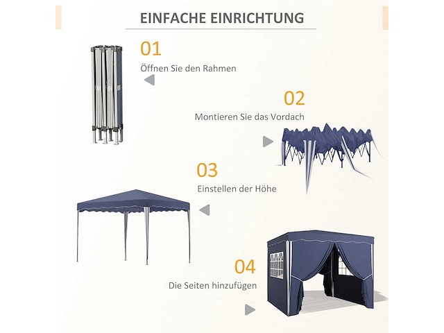 Vouwbaar prieel 3 x 3 m, prieel met zijwanden - afbeelding 4 van  8