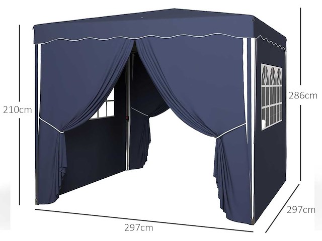 Vouwbaar prieel 3 x 3 m, prieel met zijwanden - afbeelding 7 van  8