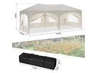 Vouwbaar prieel 3 x 6 m met zijwanden en raam, beige - afbeelding 4 van  5