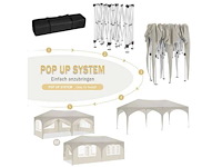 Vouwbaar prieel 3 x 6 m met zijwanden en raam, beige - afbeelding 5 van  5