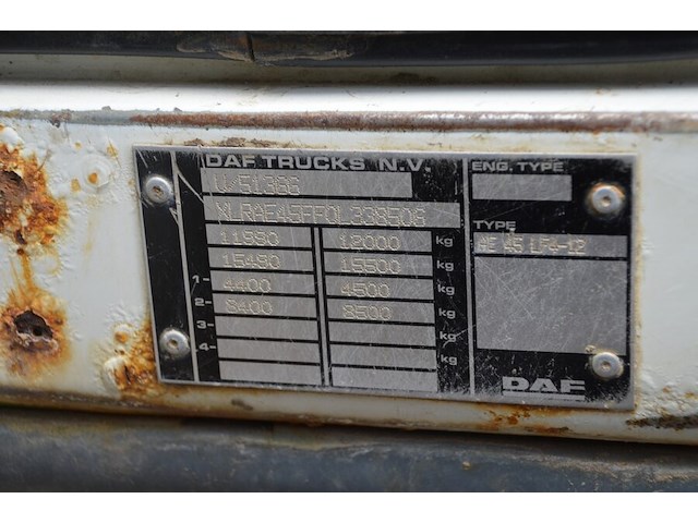 Vrachtwagen daf container haak systeem, type ae45lf4-12 , ch.nr. xlrae45ff0l338506, bouwjaar 17-01-2008 (sleutel, boorddocumenten: inschrijvingsbewijs deel i en deel ii) (1) - afbeelding 20 van  33