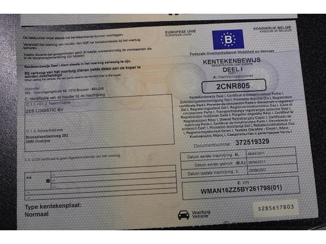 Vrachtwagen man, tgm, wman16zz5by261798, 1e insch 06/04/2011, 6871cm³, 184kw, diesel, euro 5, 546089km, kentekenbewijs deel i + ii, keuring geldig tot 04/10/2025, identificatieverslag - afbeelding 4 van  16