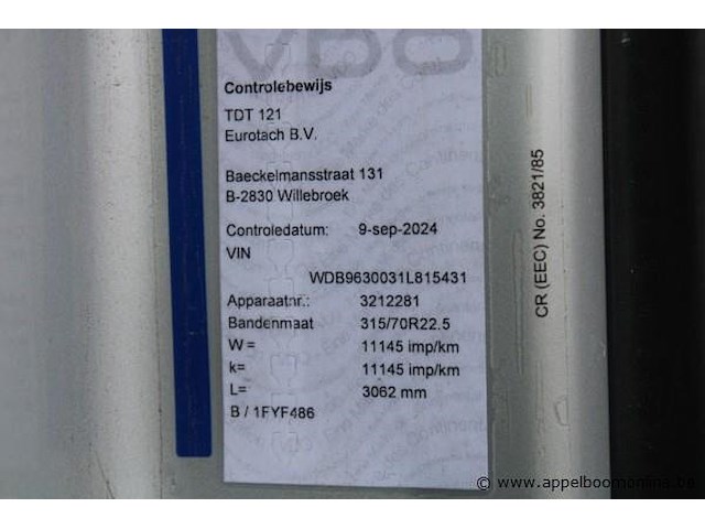 Vrachtwagen mercedes-benz, antos, wdb9630031l815431, 1e insch 18/12/2013, 10677cm³, 240kw, diesel, euro vi, 741 867km, kentekenbewijs deel i + ii, gelijkvormigheidsattest, keuring geldig tot 14/09/26, identificatieverslag - afbeelding 18 van  19