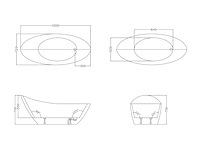 Vrijstaand bad met kranen - 220l - wit - afbeelding 8 van  9