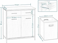 Vrijstaand badkamerkast 72,5x80x34cm, 2 lades en 2 manden - afbeelding 3 van  9