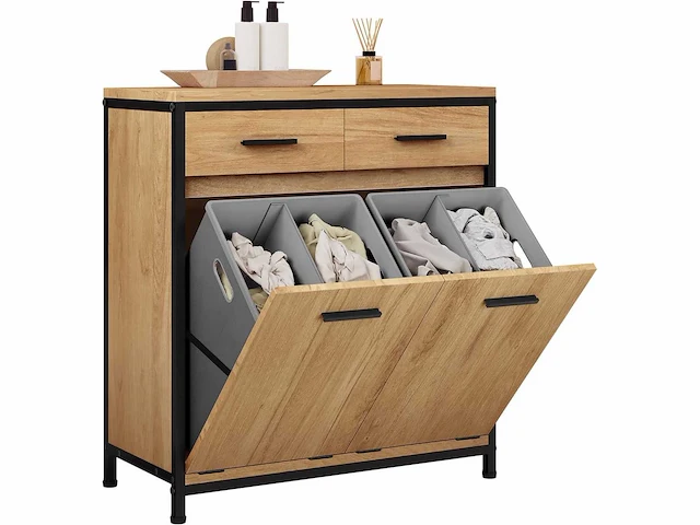 Vrijstaand badkamerkast 72,5x80x34cm, 2 lades en 2 manden - afbeelding 7 van  9